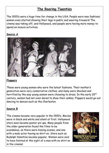 The Roaring Twenties Worksheet - Admuscente