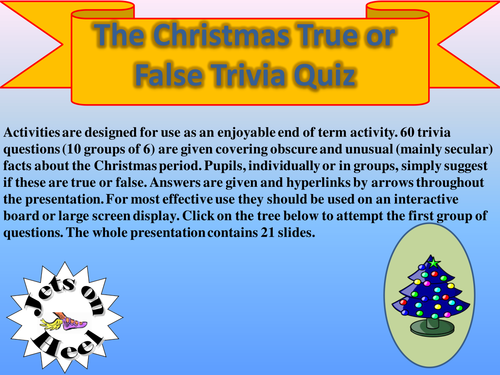 True of False, Christmas Trivia Challenge