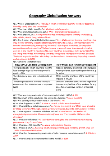 GCSE CCEA Geography Unit 2:B: Contrasts in World Development COMPLETE Revision