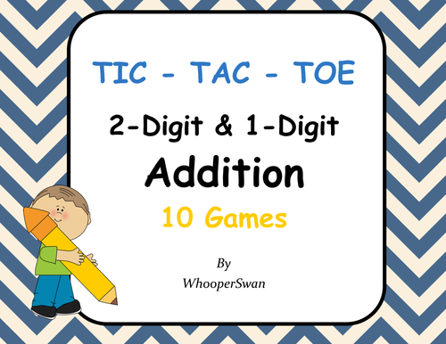 2-Digit and 1-Digit Addition Tic-Tac-Toe