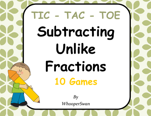 Subtracting Unlike Fractions Tic-Tac-Toe