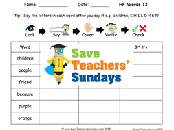 high frequency words 12 spelling worksheets and dictation sentences