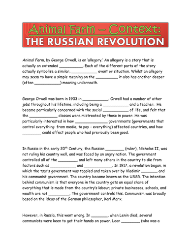 Animal Farm: Context - The Russian Revolution