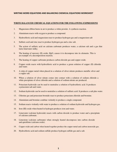 Worksheets Writing Balanced Equations Worksheet Answers writing and balancing chemical reactions worksheet delibertad balanced equations pixelpaperskin