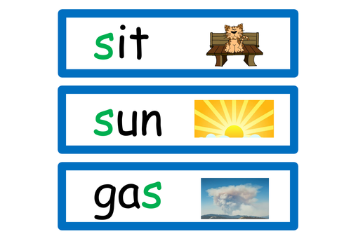 Great visual word flashcards in line with sounds in phase 2 - promote independent reading & learning