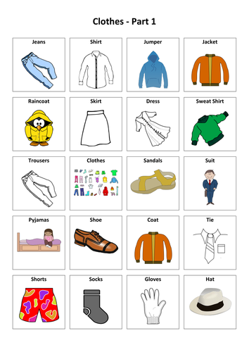 Clothes: German Vocabulary Card Sort | Teaching Resources