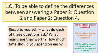 AQA Language Paper 2: Question 2 Vs Question 4 | Teaching Resources