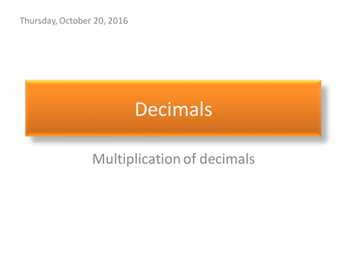 Multiplication of Decimals