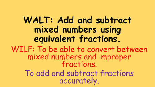 Adding and Subtracting Fractions and mixed Numbers Powerpoint