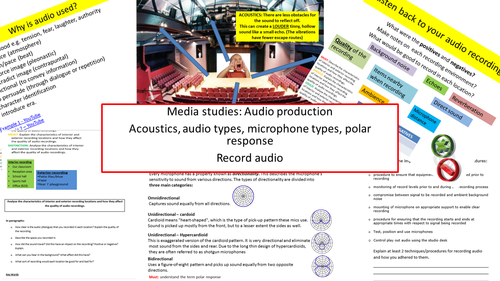 Audio Production Media studies week 1 - 4 Acoustics, audio types ...