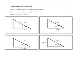 Trigonometry finding sides worksheet generator | Teaching Resources