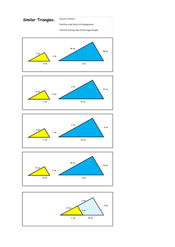 Similar triangles worksheet generator | Teaching Resources