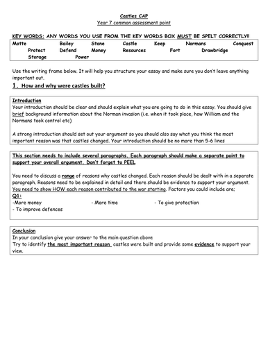 KS3 Castles Assessment