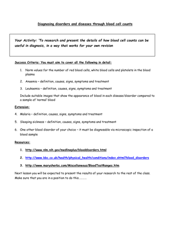 Diagnosing blood disorders through blood counts