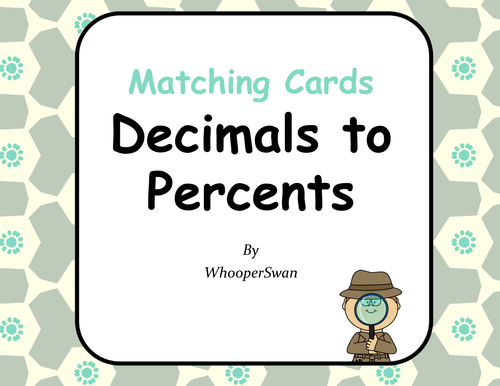 Convert Decimals to Percents Matching Cards