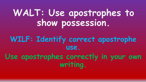 Apostrophes for Possession Singular and Plural