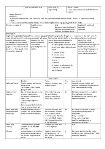 Engineering Lesson Plan for HOD interview