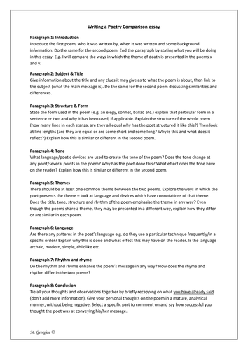 Essay plan - poetry comparison