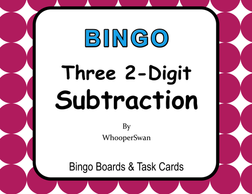 Three 2-Digit Subtraction BINGO and Task Cards