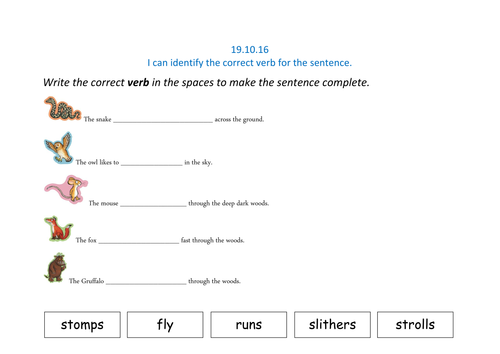 Gruffalo Verbs (Y1)