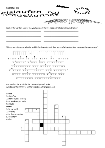 Stimmt GCSE Red Hobbies puzzle – Sport für alle