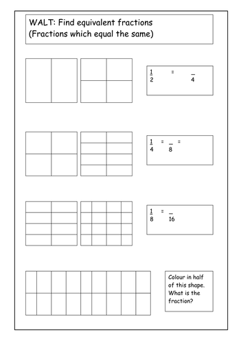 Equivalent fractions worksheets | Teaching Resources