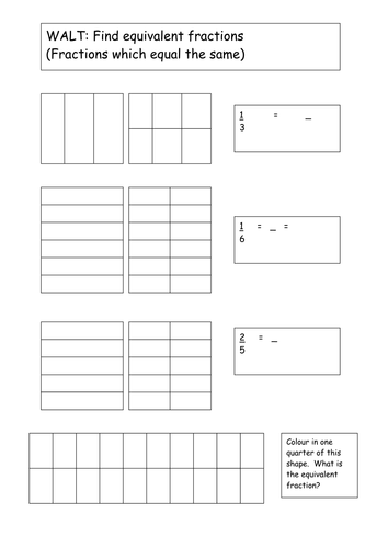 equivalent fractions worksheets teaching resources