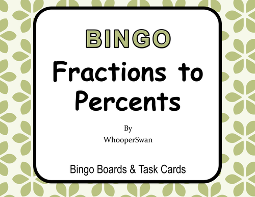 Fractions to Percents - BINGO and Task Cards