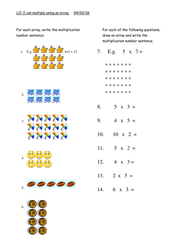 Multiplication Arrays Activities | Teaching Resources