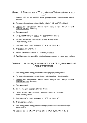 AQA A-level Biology (2016 specification). Section 5 Topic 14: Respiration - Electron transport chain