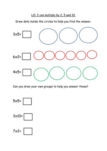 Multiplication and Division Worksheets 2s and 5s | Teaching Resources