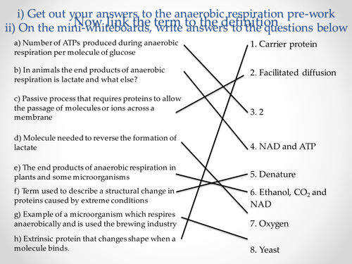 AQA A-level Biology (2016 specification). Section 5 Topic 14: Respiration - Anaerobic respiration