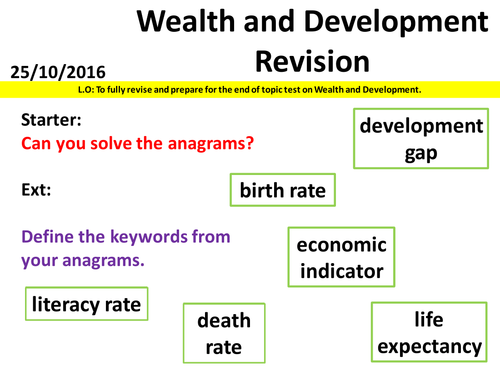 Wealth and Development - Revision