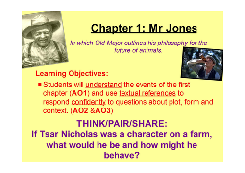 1-9 Orwell's Animal Farm Chapter 1&2 | Teaching Resources