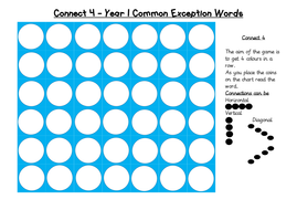 Connect 4 activity game common exception words  Teaching Resources