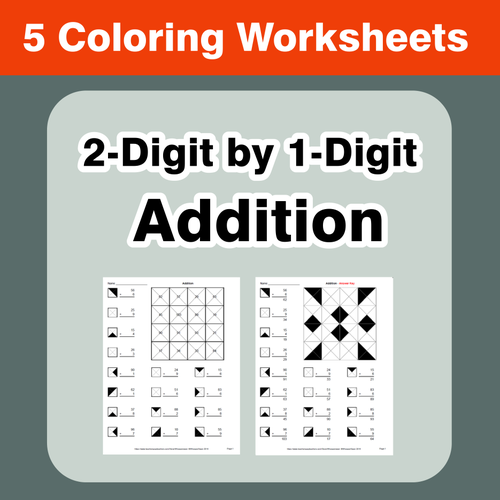 2-Digit by 1-Digit Addition - Coloring Worksheets