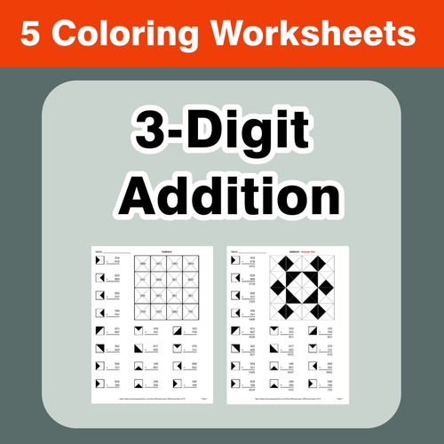 3-Digit Addition - Coloring Worksheets