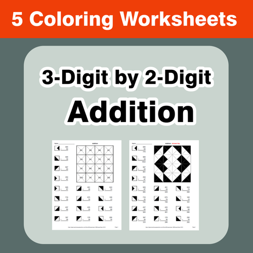 3-Digit by 2-Digit Addition - Coloring Worksheets