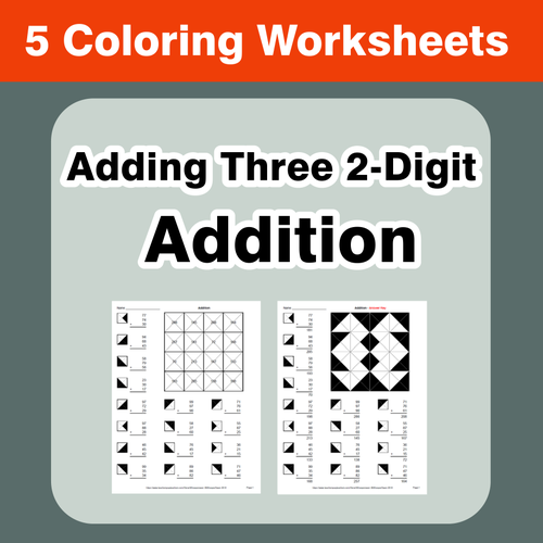 Adding Three 2-Digit Addition - Coloring Worksheets