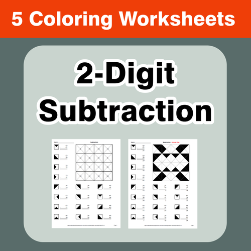 2-Digit Subtraction - Coloring Worksheets