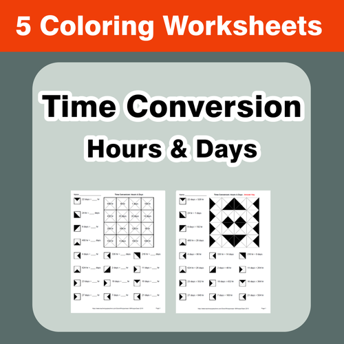 Time Conversion Coloring Worksheets Bundle | Teaching Resources