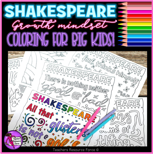 Growth Mindset Colouring Pages & Posters: Inspirational Quotes by Shakespeare