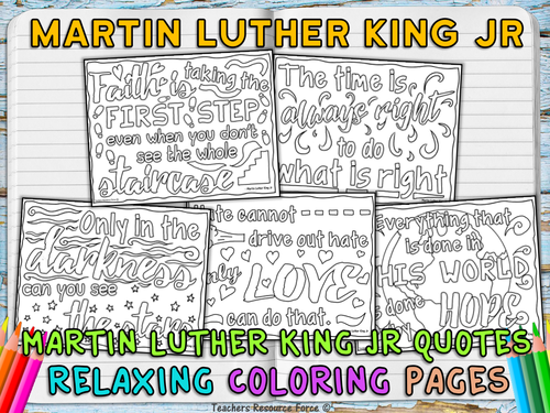 Growth Mindset Colouring Pages Inspirational Quotes By Martin Luther King Jr Teaching Resources