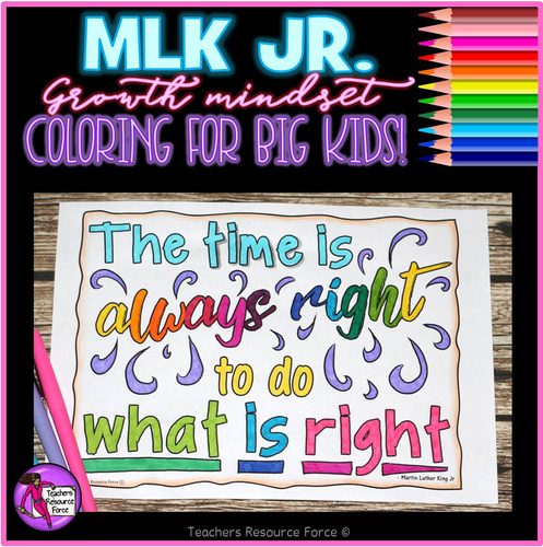 Growth Mindset Colouring Pages: Inspirational Quotes by Martin Luther King Jr