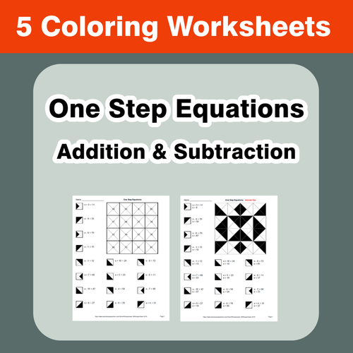 One Step Equations: Addition & Subtraction - Coloring Worksheets