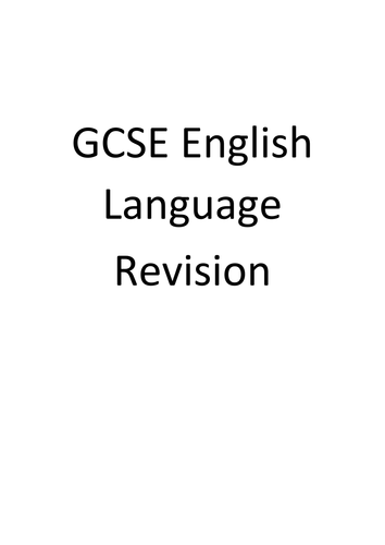AQA English Language Paper 1+2 Revision Booklet | Teaching Resources