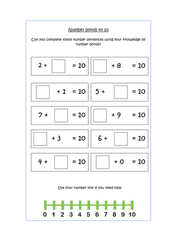 NEW! Year 1 Number Bonds to 10 differentiated | Teaching Resources