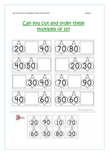 NEW Year 1 multiples Of 10 Worksheet Teaching Resources