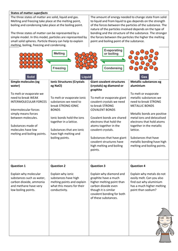 AQA GCSE unit 2 chemistry worksheet - states of matter superfacts