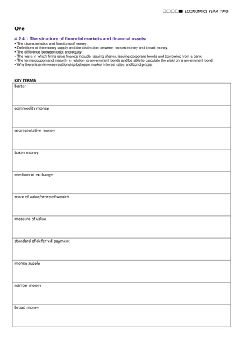 AQA A-level Economics (new spec) Money, Equity and Yield | Teaching ...